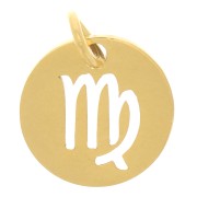 Ciondolo rotondo - segno zodiacale Virgo 12 mm -acciaio inox 304 dorato x1