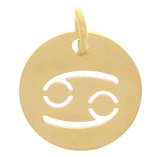 Ciondolo rotondo - segno zodiacale Cancro 12 mm -acciaio inox 304 dorato x1