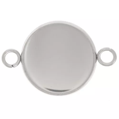 Distanziatore incastonato per cabochon a fondo piatto da 14 mm - Acciaio inossidabile 304L x1
