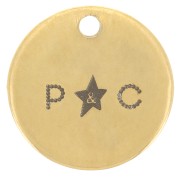 Ciondoli personalizzati 12 mm con logo simplice - Acciaio inox 304 dorato x100|raw }}