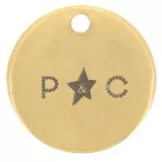 Ciondoli personalizzati 12 mm con logo simplice - Acciaio inox 304 dorato x100