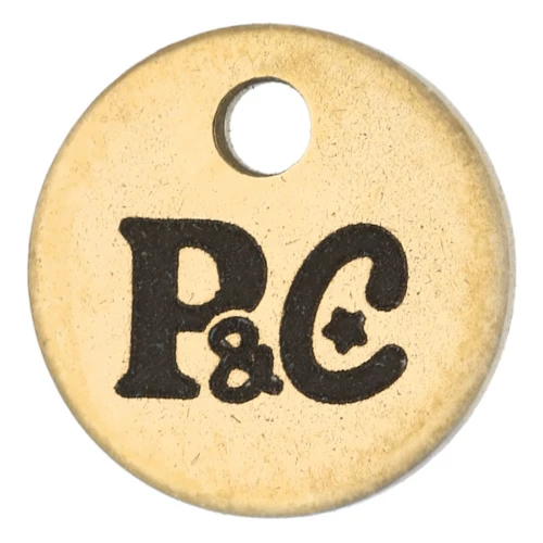 Charms personalizzati da 10mm con logo simplice- acciaio inox 304 dorato x100