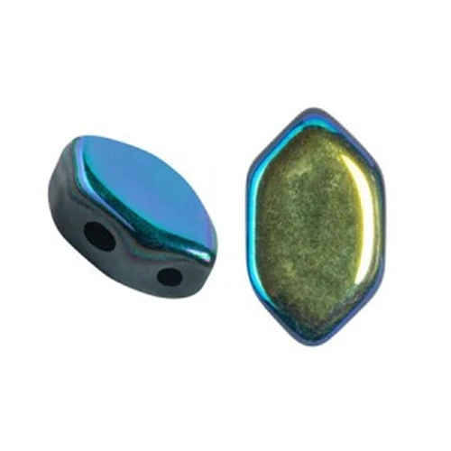 Perle in vetro Paros® par Puca® 7x4mm Jet AB x10g