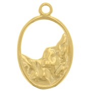 Pendente ovale stavato martellato 19x12 mm - Argento 925 dorato x1|raw }}