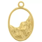 Pendente ovale stavato martellato 19x12 mm - Argento 925 dorato x1