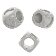 Perlina cubo 5 mm a forma di cuore - con foro grande - Argento 925 x1|raw }}