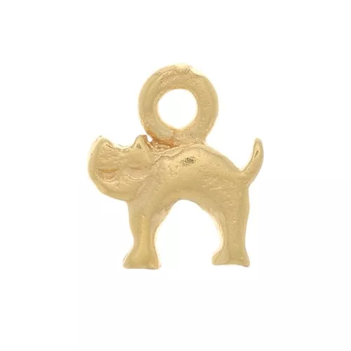 Ciondolo gatto 6x5.5 mm - placcato oro 3 micron x1