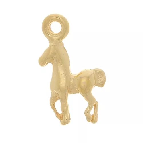 Ciondolo cavallo 10x6 mm - placcato oro 3 micron x1