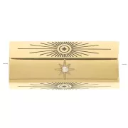 Perlina cilindrica con motivi e Ossido di zirconio 20x9 mm - Acciaio inox 304 dorato x1