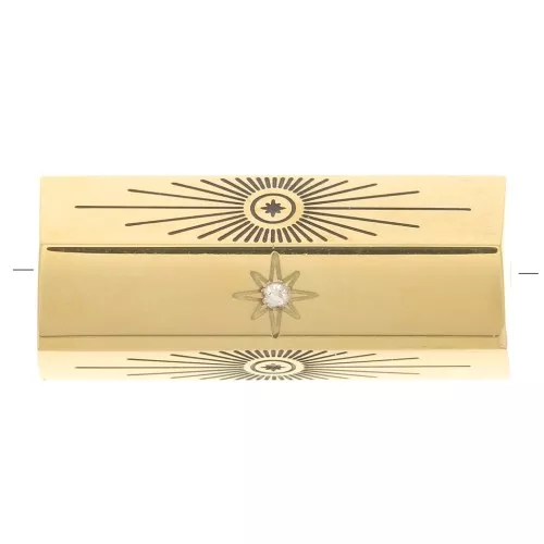 Perlina cilindrica con motivi e Ossido di zirconio 20x9 mm - Acciaio inox 304 dorato x1