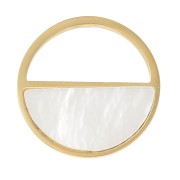 Charm rotondo cavo 12mm con madreperla - 316L acciaio inossidabile oro x1|raw }}