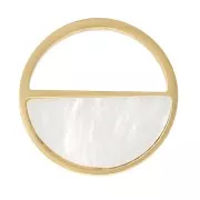 Charm rotondo cavo 12mm con madreperla - 316L acciaio inossidabile oro x1
