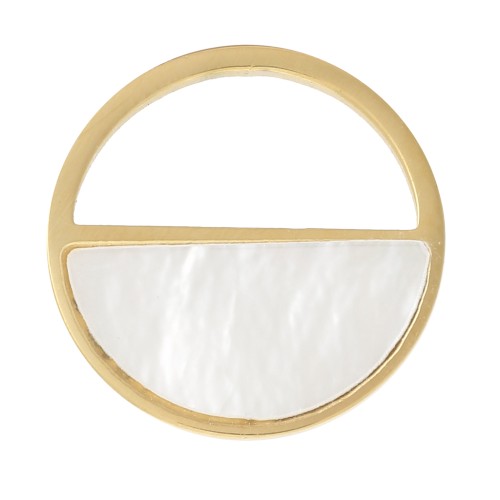 Charm rotondo cavo 12mm con madreperla - 316L acciaio inossidabile oro x1