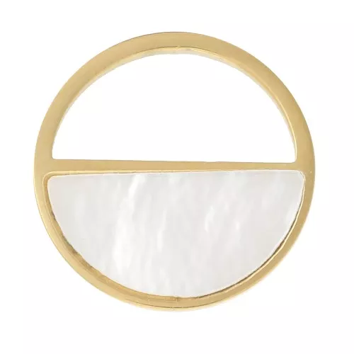 Charm rotondo cavo 12mm con madreperla - 316L acciaio inossidabile oro x1