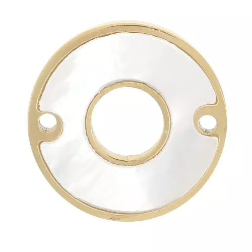 Distanziatore rotondo scavato 12mm con madreperla - acciaio inox 304 dorato x1