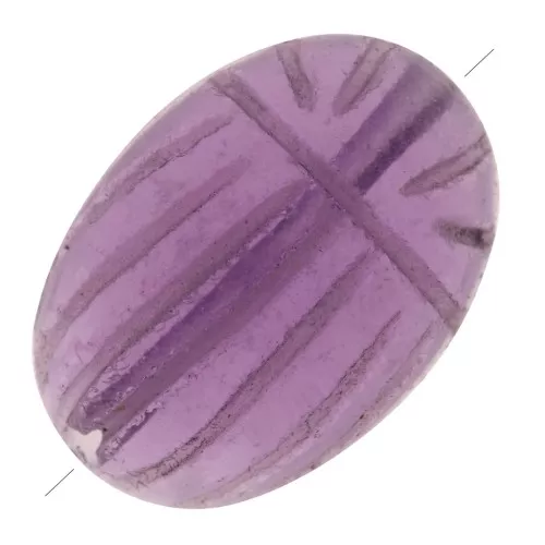 Perlina di scarabeo incisa ovale 14x10 mm pietra semipreziosa- Ametista x1