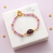 Perlina di scarabeo incisa ovale 14x10 mm pietra semipreziosa- Ametista x1