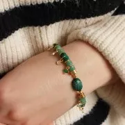 Perlina di scarabeo incisa ovale 16x12mm imitazion pietra semipreziosa - Malachite