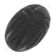 Perlina di scarabeo incisa ovale 14x10 mm in pietra semi preziosa - Onice nero x1|raw }}