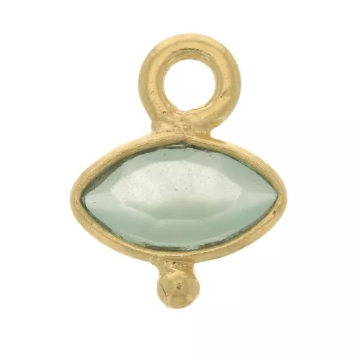 Ciondolo con occhio sfaccettato e pallina 8x7mm - dorato oro fino - Aqua x1