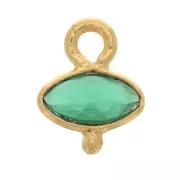 Ciondolo con occhio sfaccettato e pallina 8x7mm - dorato oro fino- Verde x1