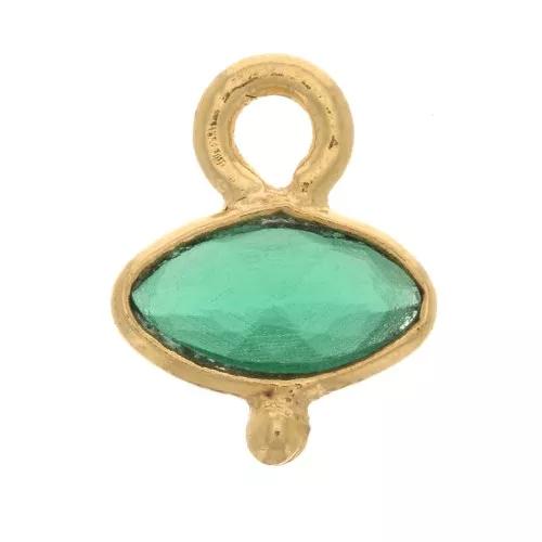 Ciondolo con occhio sfaccettato e pallina 8x7mm - dorato oro fino- Verde x1
