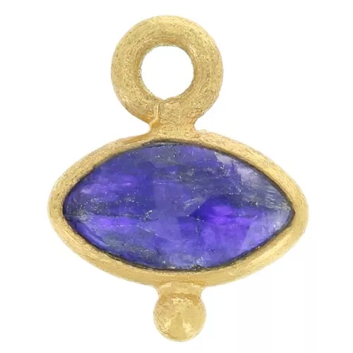 Ciondolo con occhio sfaccettato e pallina 8x7 mm - Dorato oro fino - Blu x1