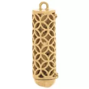 Pendente 32x9mm con  Ossido di zirconio e imitazione gemma Dorato con oro fino- Turchese