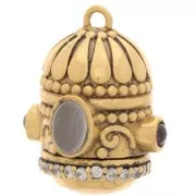 Pendente etnico 23x19mm  Ossido di zirconio e pietra preziosa dorato - Quarzo - Granato