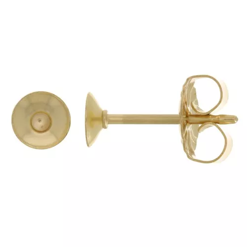 Orecchini perno per perle semi-perforate 4 - 6 mm - Gold filled x2