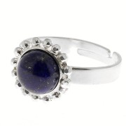 Anello con sfere - cabochon fondo piatto 8 mm Dimensione 54 a 58 - Argento x1