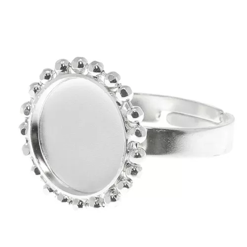 Anello con sfere - cabochon fondo piatto 12 mm Dimensione 54 a 58 - Argento x1