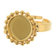 Anello con sfere di diamanti - fondo piatto cabochon 10mm Taglia 54 a 58 - Dorato con oro fino|raw }}