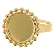 Anello con sfere di diamanti - fondo piatto cabochon 12mm Taglia 54 a 58 - Dorato con oro fino