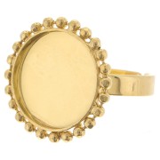Anello con sfere - cabochon fondo piatto 15mm Taglia 54 a 58 - Dorato con oro fino|raw }}