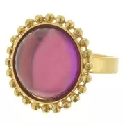 Anello con sfere - cabochon fondo piatto 15mm Taglia 54 a 58 - Dorato con oro fino