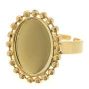 Anello con sfere - fondo piatto cabochon 14x10mm Dimensione 54 a 58 -Dorato