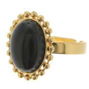 Anello con sfere - fondo piatto cabochon 14x10mm Dimensione 54 a 58 -Dorato