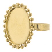 Anello con sfere - cabochon fondo piatto 18x13mm Dimensione 54 a 58 - Dorato|raw }}