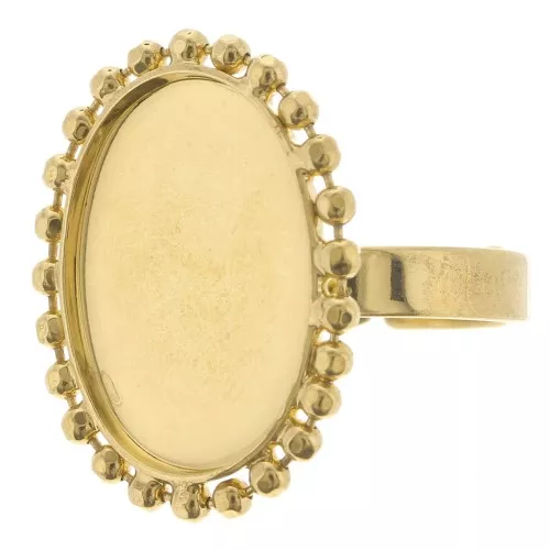 Anello con sfere - cabochon fondo piatto 18x13mm Dimensione 54 a 58 - Dorato
