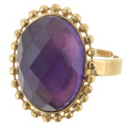 Anello con sfere - cabochon fondo piatto 18x13mm Dimensione 54 a 58 - Dorato