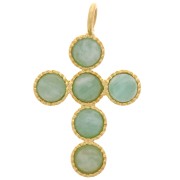 Pendente croce 25x15 mm per 6 cabochon base piatta 4 mm - Dorato con oro fino x1