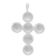 Pendente croce 25x15 mm per 6 cabochon base piatta 4 mm - Placcatura argento fino