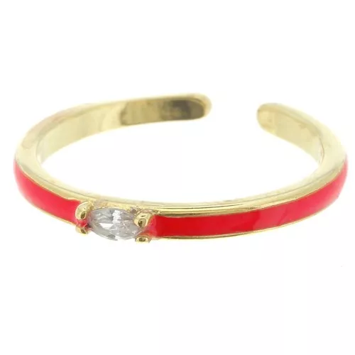 Anello fine regolabile resina epossidica e Ossido di zirconio -Oro - Rosso x1