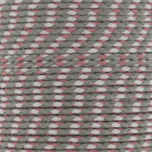 Cordoncino di cotone intrecciato 2 mm - Grigio - Rosa antico - Rosa chiaro x1m