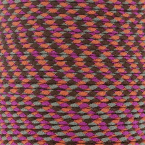 Cordoncino di cotone intrecciato 2 mm - Fucsia - Arancione - Grigio - Marrone x1m