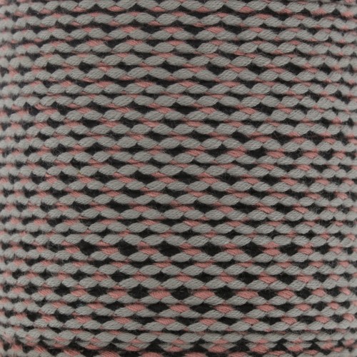 Cordoncino di cotone intrecciato 2 mm - Nero - Grigio - Rosa antico x1m