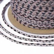 Cordoncino di cotone intrecciato 2 mm - Nero - Grigio - Rosa antico x1m