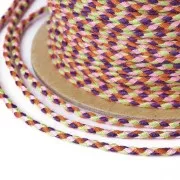 Cordoncino di cotone intrecciato 2 mm - Rosso - Rosa - Verde chiaro - Viola scuro x1m