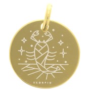 Ciondolo rotondo 13,5 mm - segno zodiacale Scorpione - Argento 925 Gilt x1